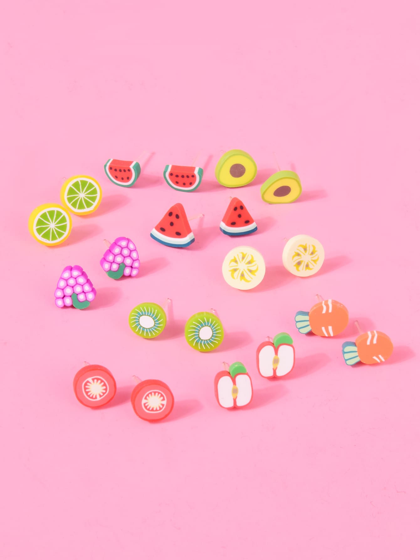 36pairs Girls Random Fruit Design Stud Earrings