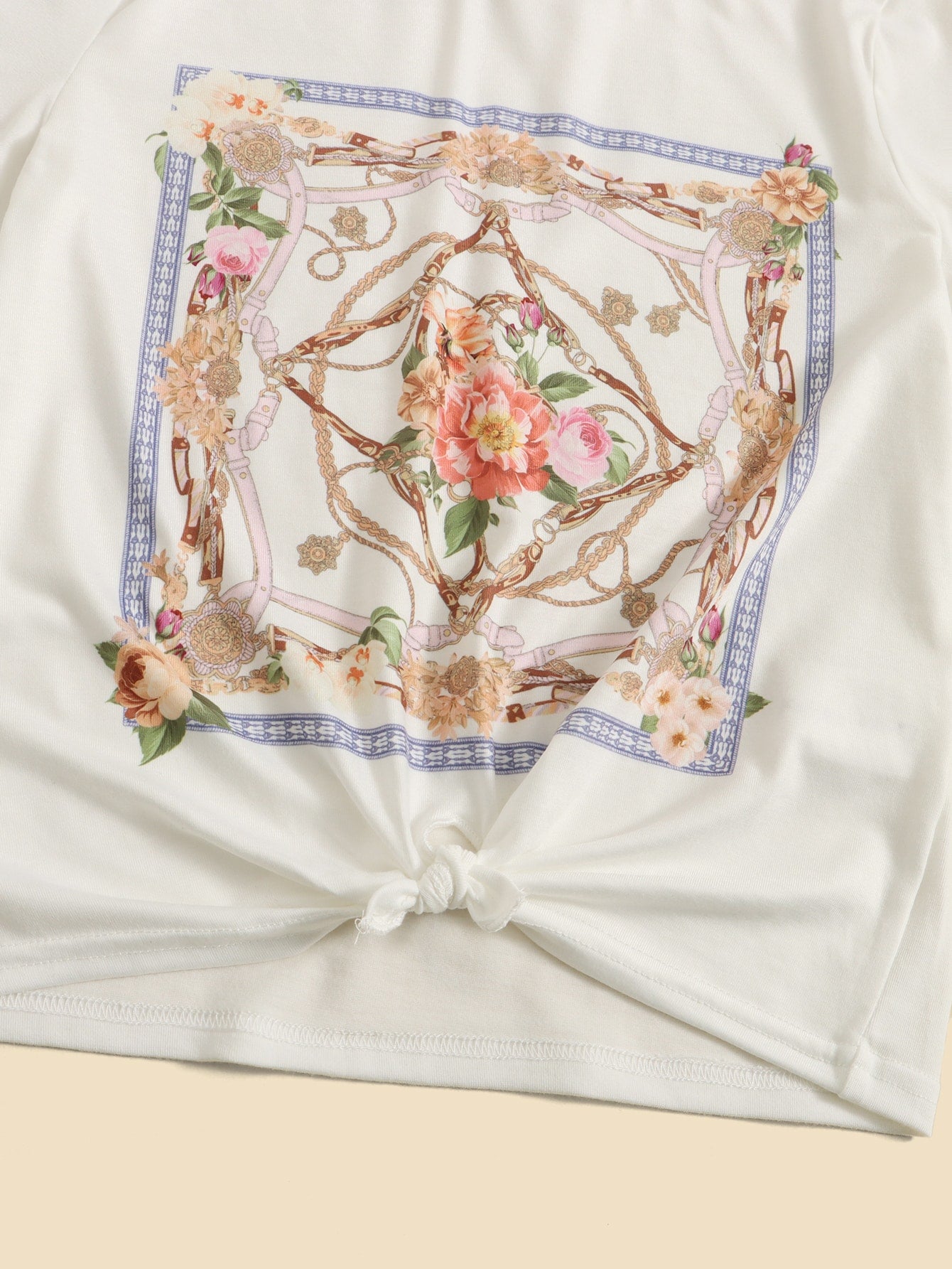 Girls Floral Chain Print Tee Skirt