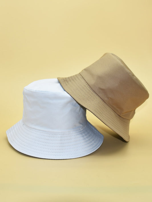 2pcs Kids Solid Reversible Bucket Hat