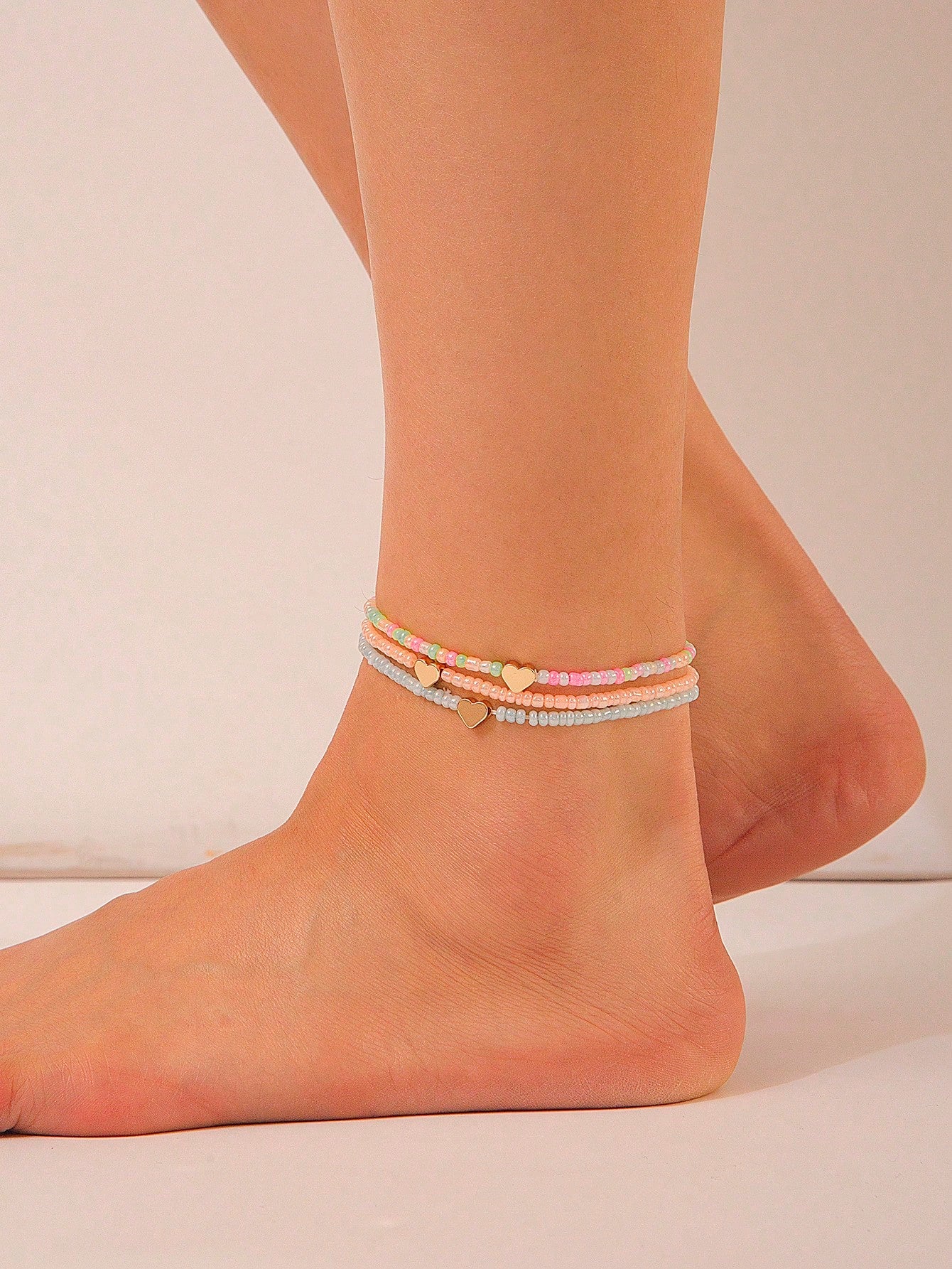 3pcs Girls Beaded Anklet