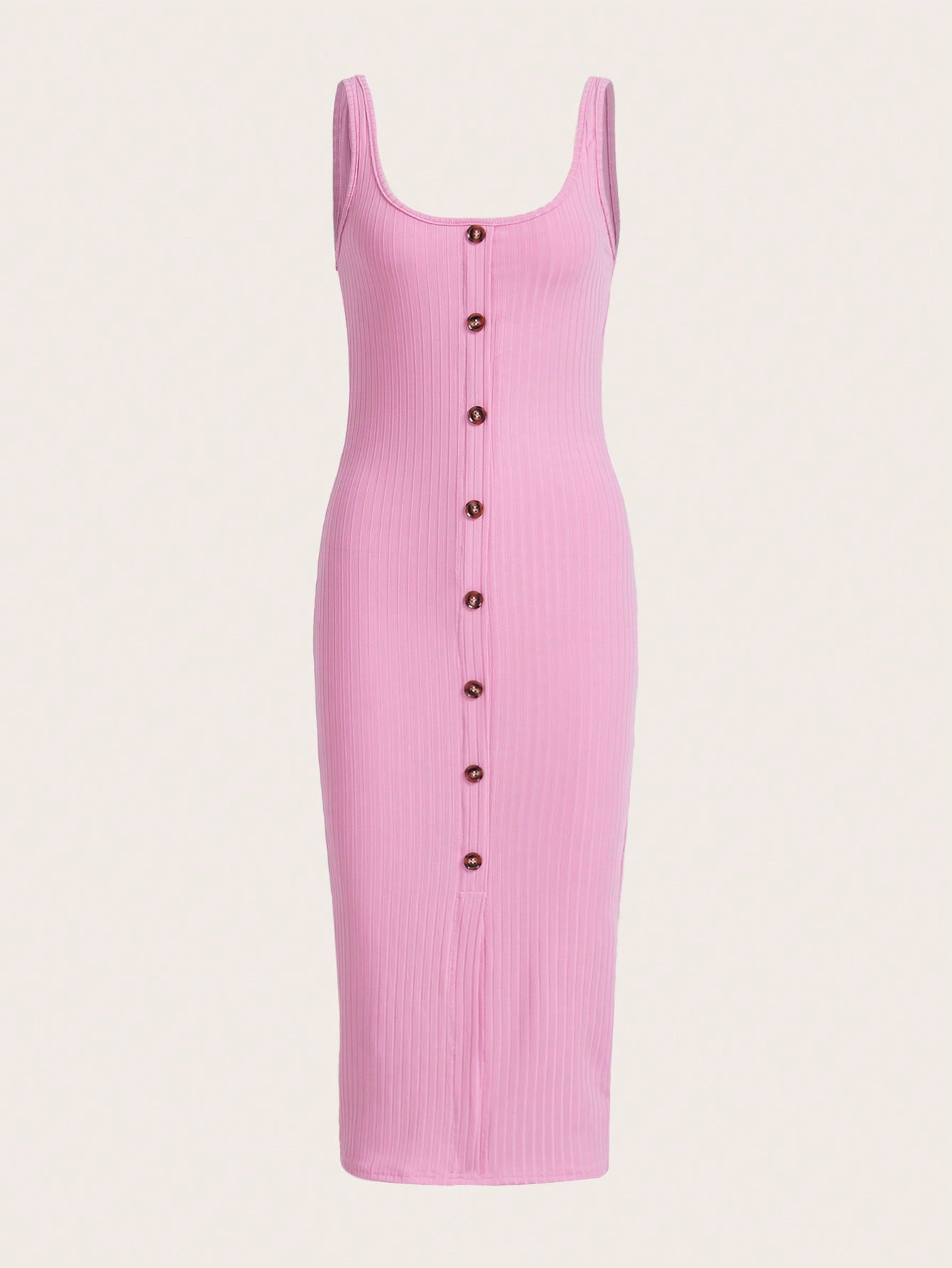 Button Front Ribbed Knit Tank Dress