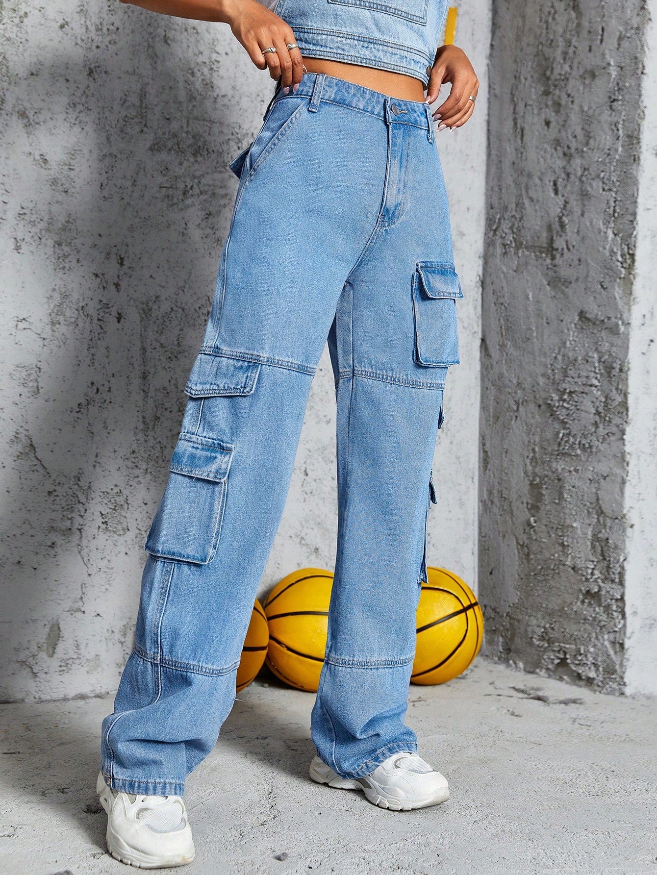 Flap Pocket Cargo Jeans