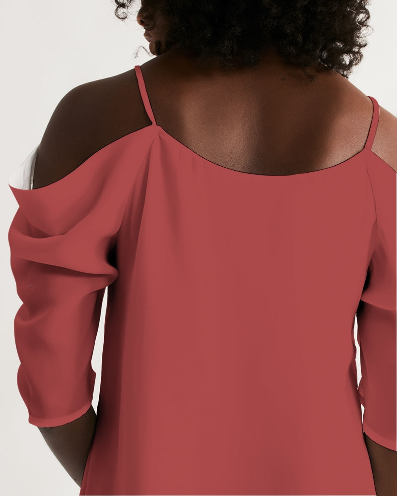 Figaro Samba Red Women's Open Shoulder A-Line Dress